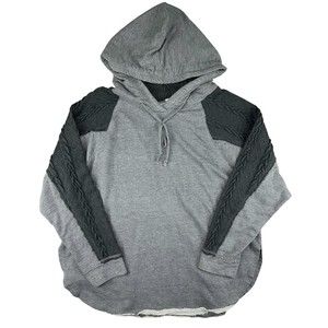 ODDY Sweatshirt Womens Size‎ 1XL Grey Oversized Raw Hem Round Long Sleeve Hooded